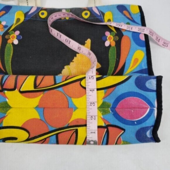 Boho Tote Bag Bright Hippy Graphic Cotton Canvas Retro Style Festival - Picture 12 of 16